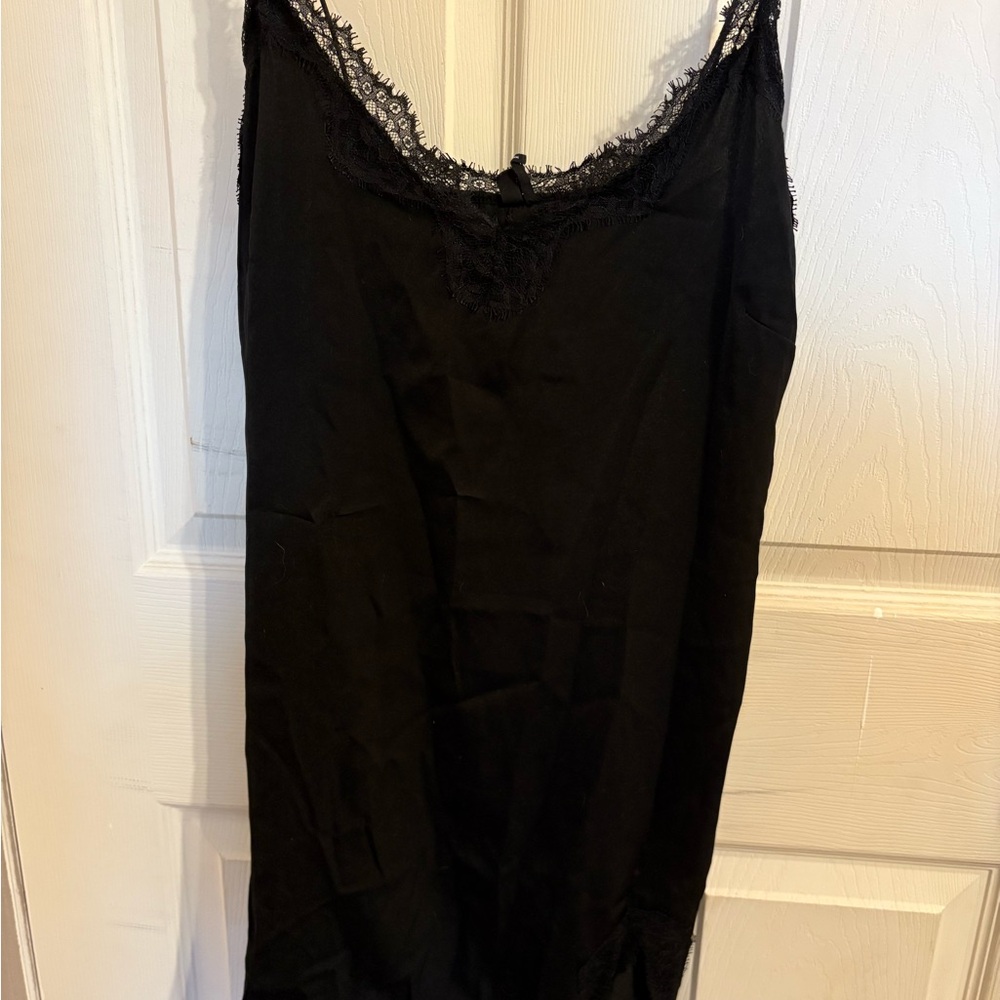 Out from Under Black Lace Trim Slip Dress